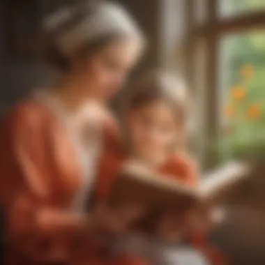 Mother and Child Sharing Poetry A mother reading a heartfelt poem to her child