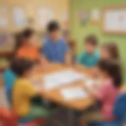 Illustration of elementary school children engaging in Ab Math activities