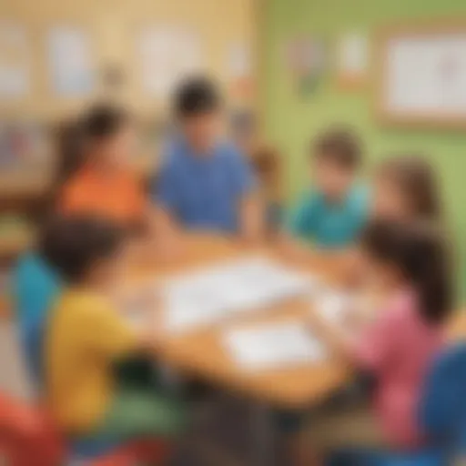 Illustration of elementary school children engaging in Ab Math activities