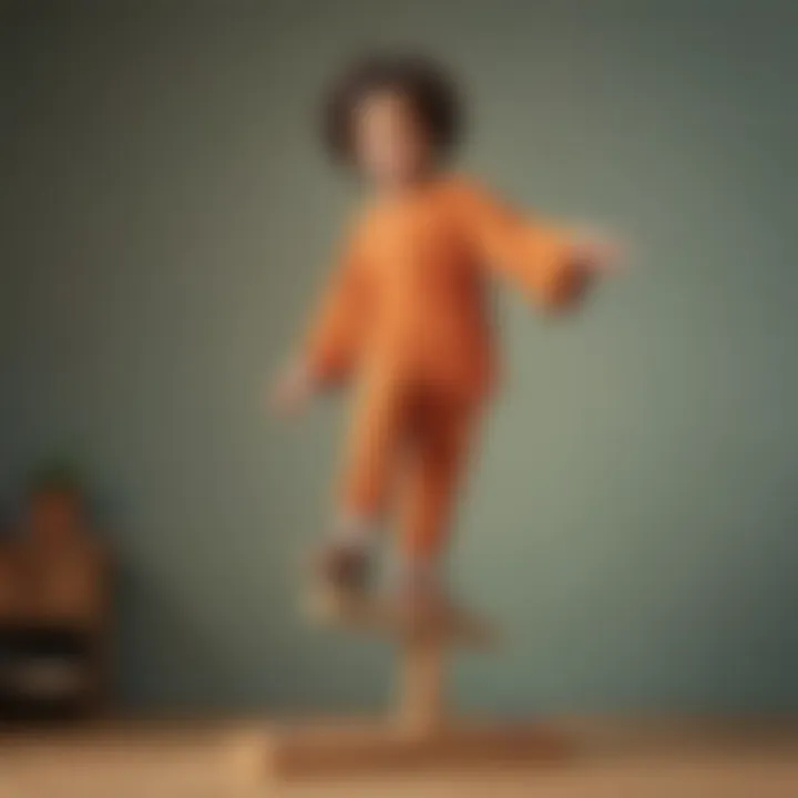 Child balancing on one foot during a game of 'Simon Says'
