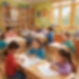 A vibrant classroom scene with children engaged in letter sound activities.