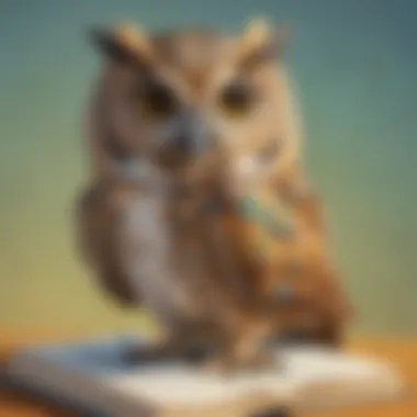 Witty Owl Humor Illustration of a whimsical owl sharing a punny dad joke
