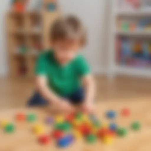 Child counting colorful blocks