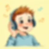 A child listening to a podcast with headphones