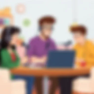 A family discussing favorite podcasts