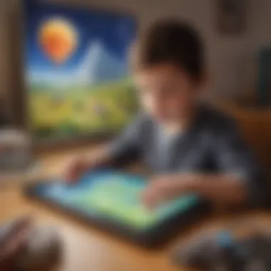 Fostering Creativity through Tablet Gaming A child enjoying a creative game on a tablet