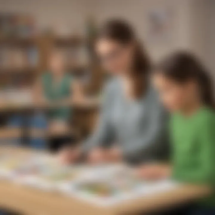 Educator demonstrating blending techniques with students.