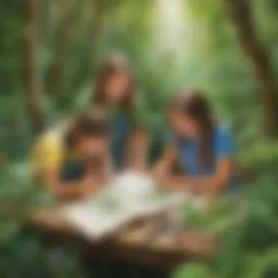 Children Engaging in Botanical Exploration