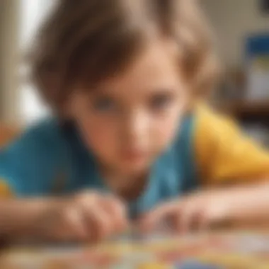 Focused Puzzle Solving A close-up of a child concentrating on a challenging puzzle