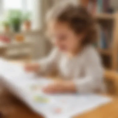 Fostering Joy in Learning A child interacting with a learning sheet, highlighting the joy of early education