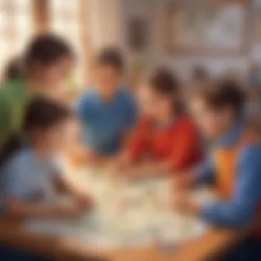 Critical Thinking Challenge Group of children problem-solving through a game