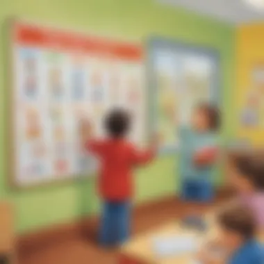 Establishing Clear Expectations Teacher setting clear expectations with a visual chart in a kindergarten classroom