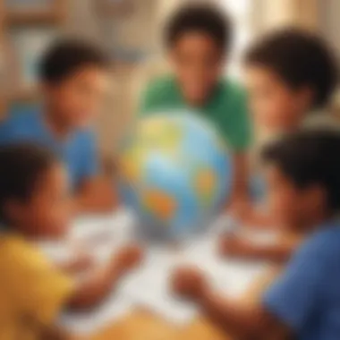 Group of diverse children collaborating on a project