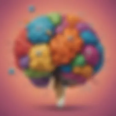 Creative representation of a colorful brain with humor elements sparking creativity