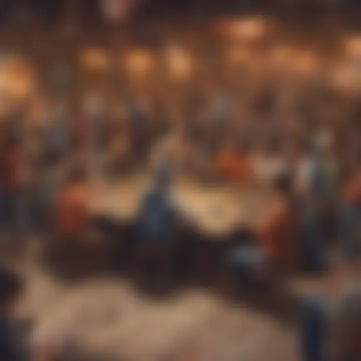 A screenshot demonstrating a community event in a game, highlighting social interactions among players.