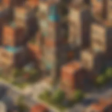 A digital landscape filled with various player-built structures symbolizing creativity and teamwork.