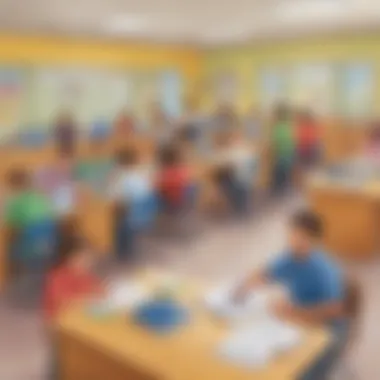 Illustration portraying a harmonious and productive classroom setting