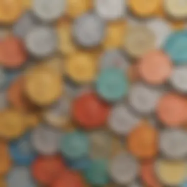 Colorful Money Coins Display Illustration of colorful money coins and bills for educational purposes
