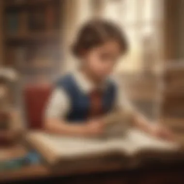 Child Immersed in a History Book A child reading a history book with a look of fascination