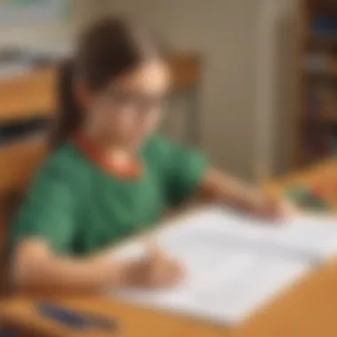 Elementary School Student Mastering Math Illustration of a young student confidently solving a math problem