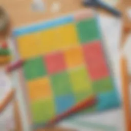 Colorful subtraction sheets used in a classroom