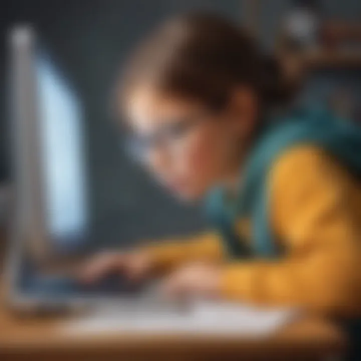 Child exploring math concepts online