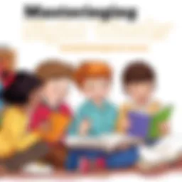 Illustration of children engaged in reading activities