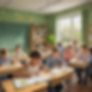 Engaging Spring Classroom Classroom with a spring-themed lesson on the board