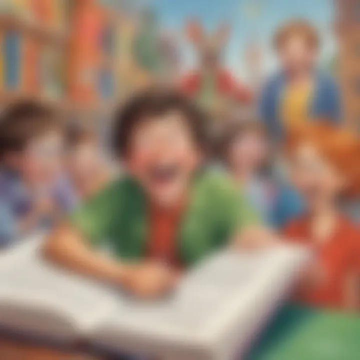 A colorful book with funny illustrations and jokes