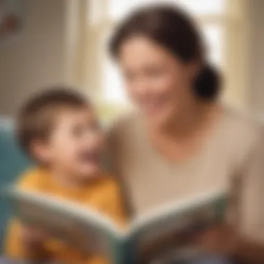 A parent reading a joke to a child with a big smile