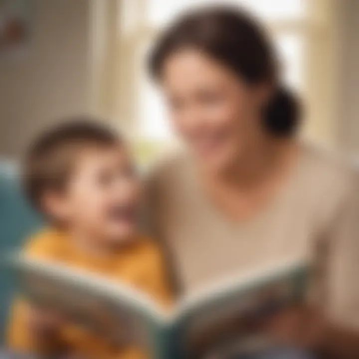 A parent reading a joke to a child with a big smile