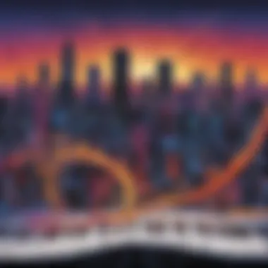 Urban Music Fusion Art Abstract graphic of music notes blending with cityscape