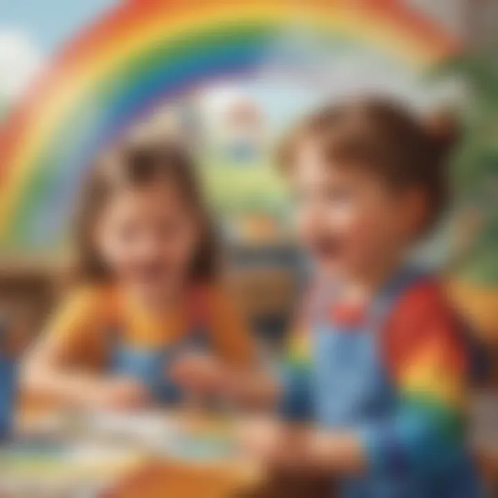 Children engaging with rainbow activities