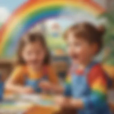 Kids Discovering Rainbow Fun Children engaging with rainbow activities