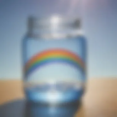 Sunlight Refraction in Water Jar of water with sunlight creating a rainbow