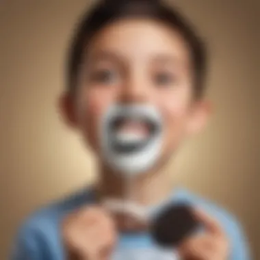 Toothpaste Cookie Deception Boy with a toothpaste-filled Oreo cookie