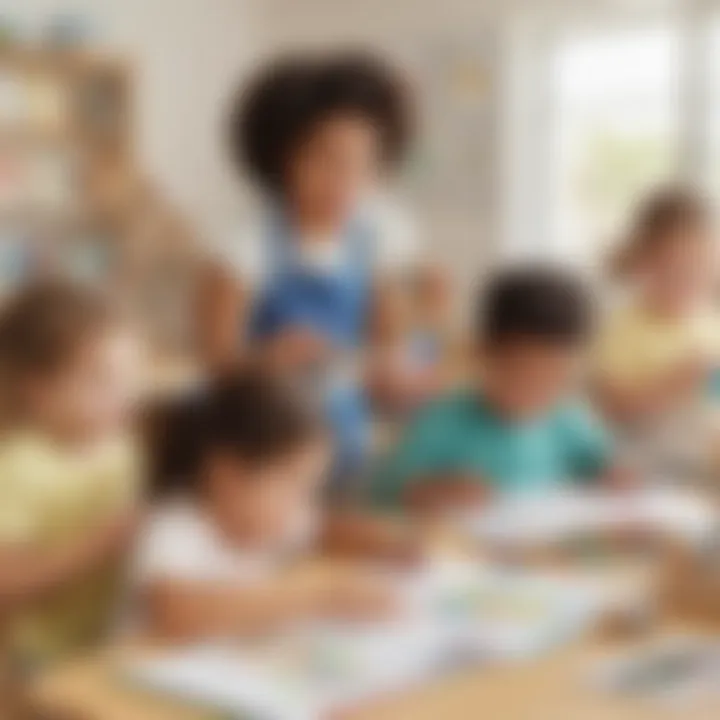 Creative Corner - Illustration showcasing preschoolers working on artistic projects at ElemFun