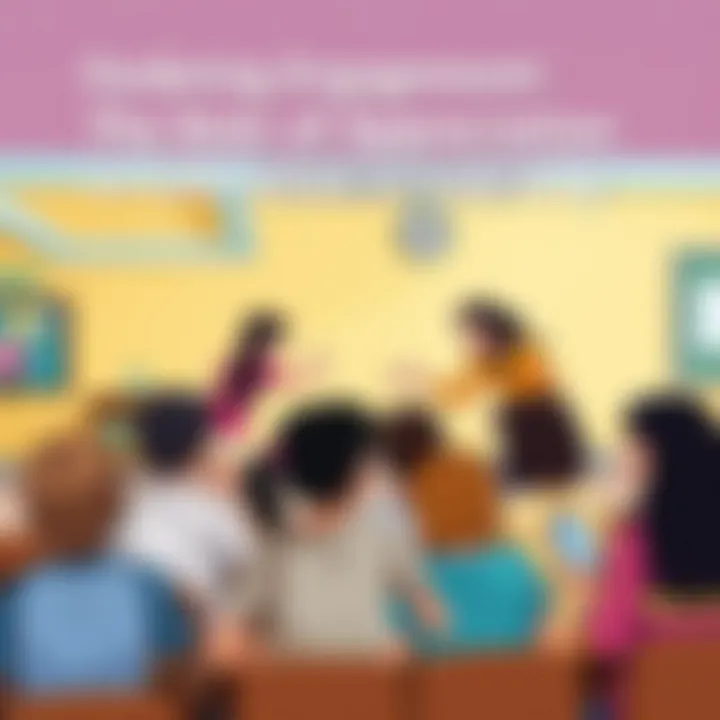 A vibrant classroom atmosphere with students engaging collaboratively.