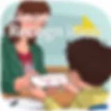 A close-up of a teacher receiving a handwritten thank-you note from a student.