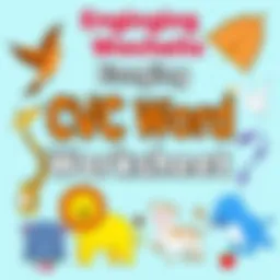 Colorful CVC word worksheet featuring various animals