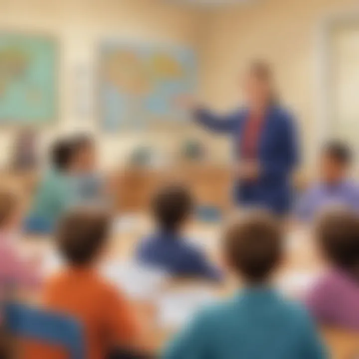 Educator facilitating a debate session in a classroom