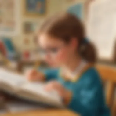 Illustration of a young student decoding a word