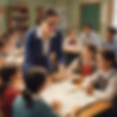 Innovative Teaching Methods for Reading A classroom scene with a teacher engaging students in a reading activity, illustrating effective teaching methods.