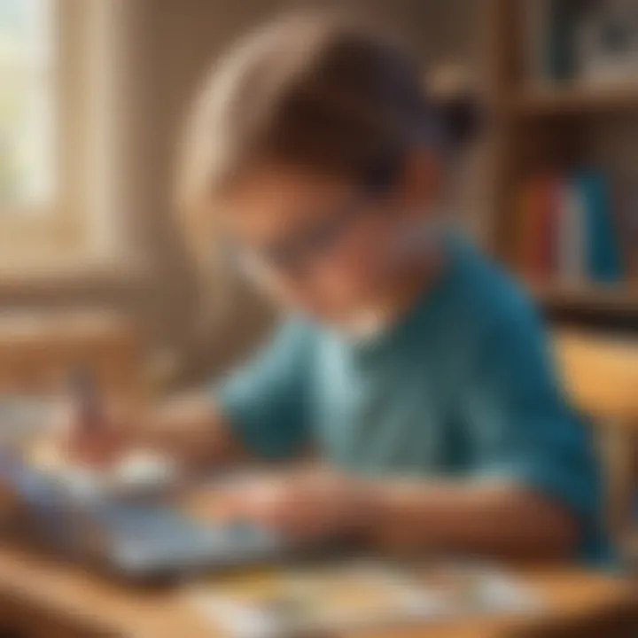 Illustration depicting a child creating digital artwork