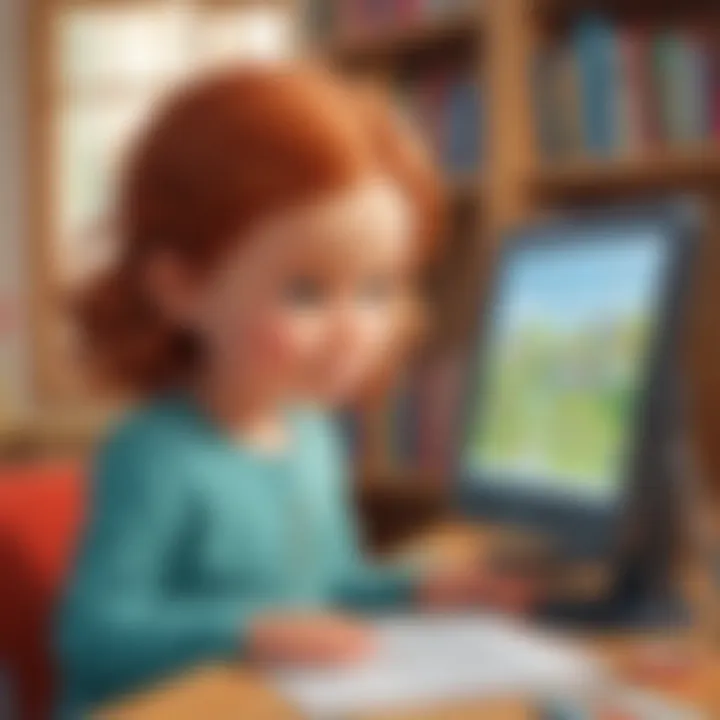 Illustration showcasing interactive online platforms for young learners