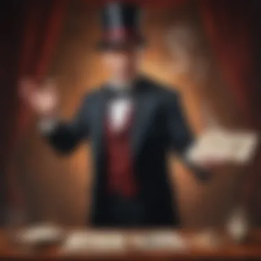 Vanishing Act Revelation Magician revealing a disappearing act