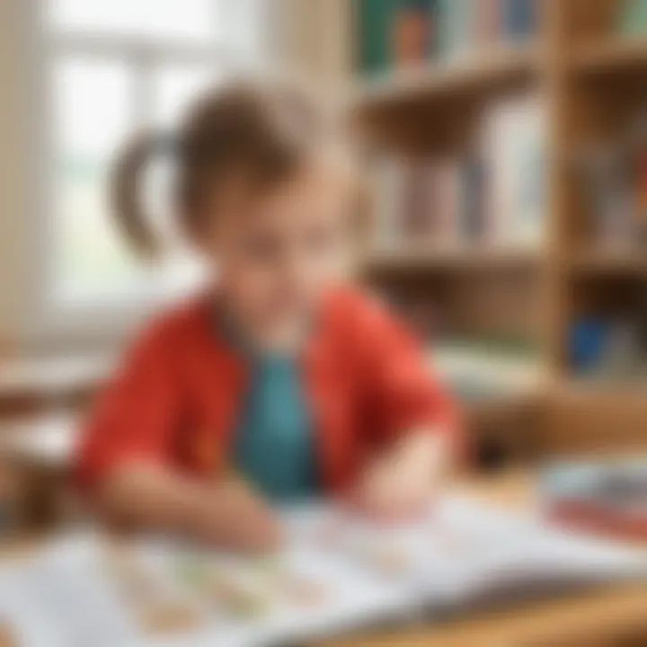 Young child exploring academic materials in a kindergarten co-op