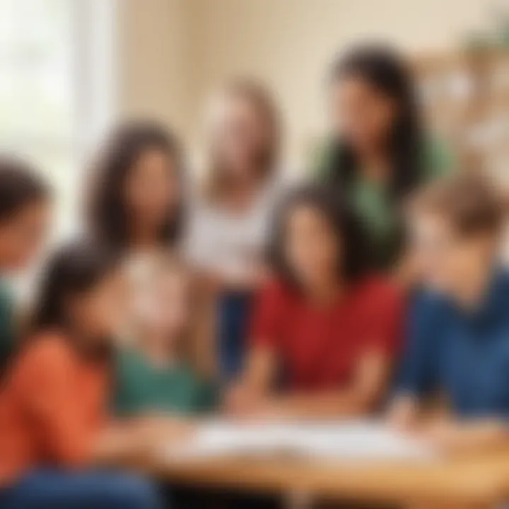 Illustration of diverse homeschool group members engaging in educational activities