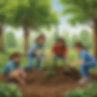 Children Planting Trees