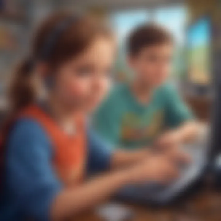 Illustration of children exploring health topics through gaming